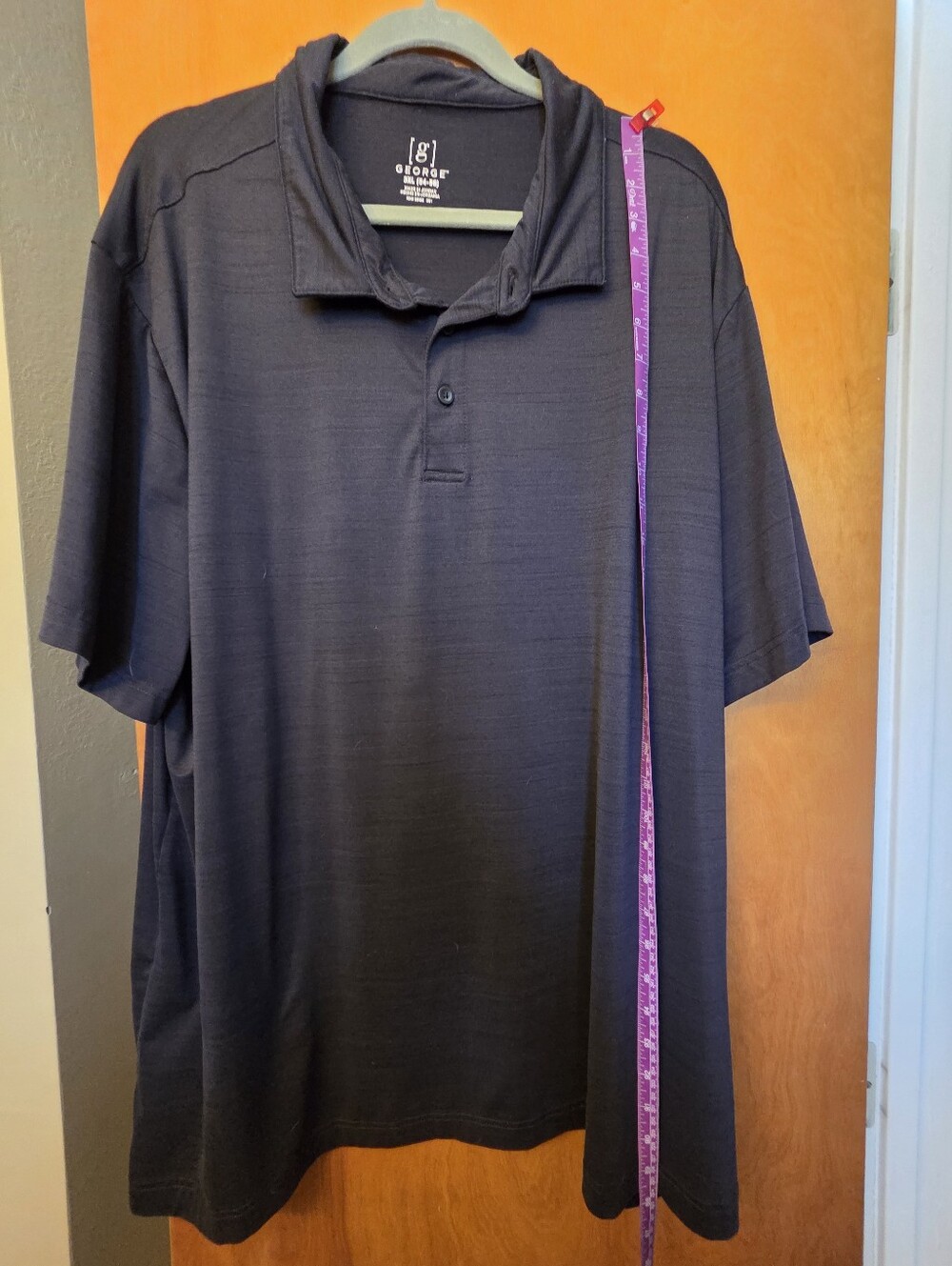 George Men's Black Polo with Subtle Texture